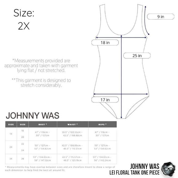 JOHNNY WAS LEI FLORAL TANK ONE PIECE PLUS SIZE 2X SWIMSUIT IN BLACK FLORAL NEW - Picture 15 of 16